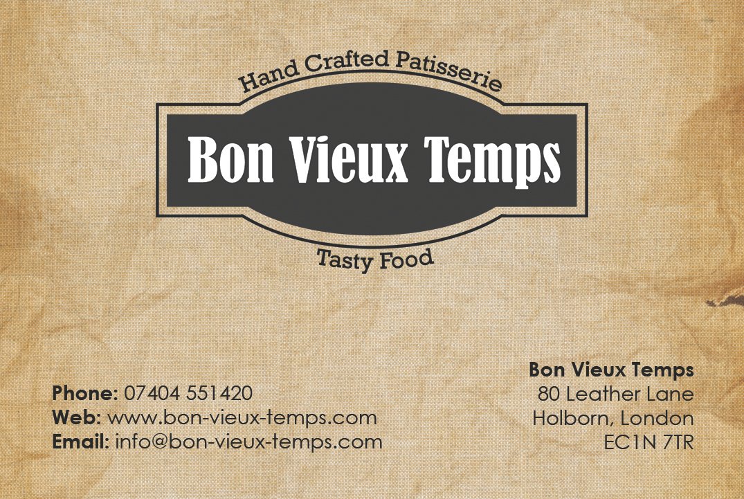 Bon Vieux Temps business card front designed by 9WEB