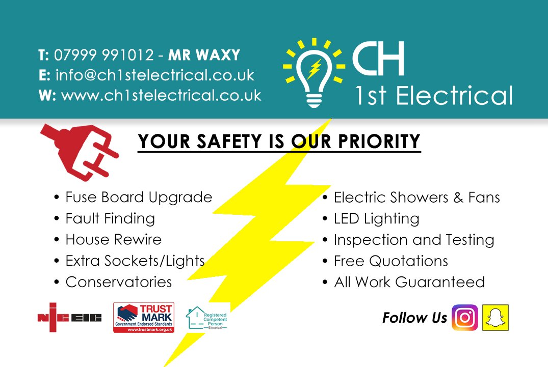 Ch 1st Electrical business card front designed by 9WEB