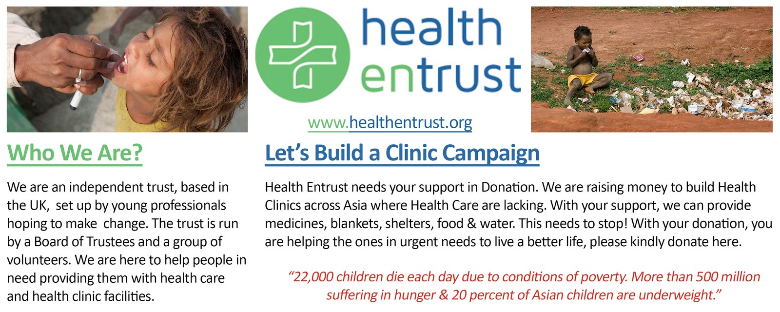 Health Entrust charity pot fundraising design by 9WEB London