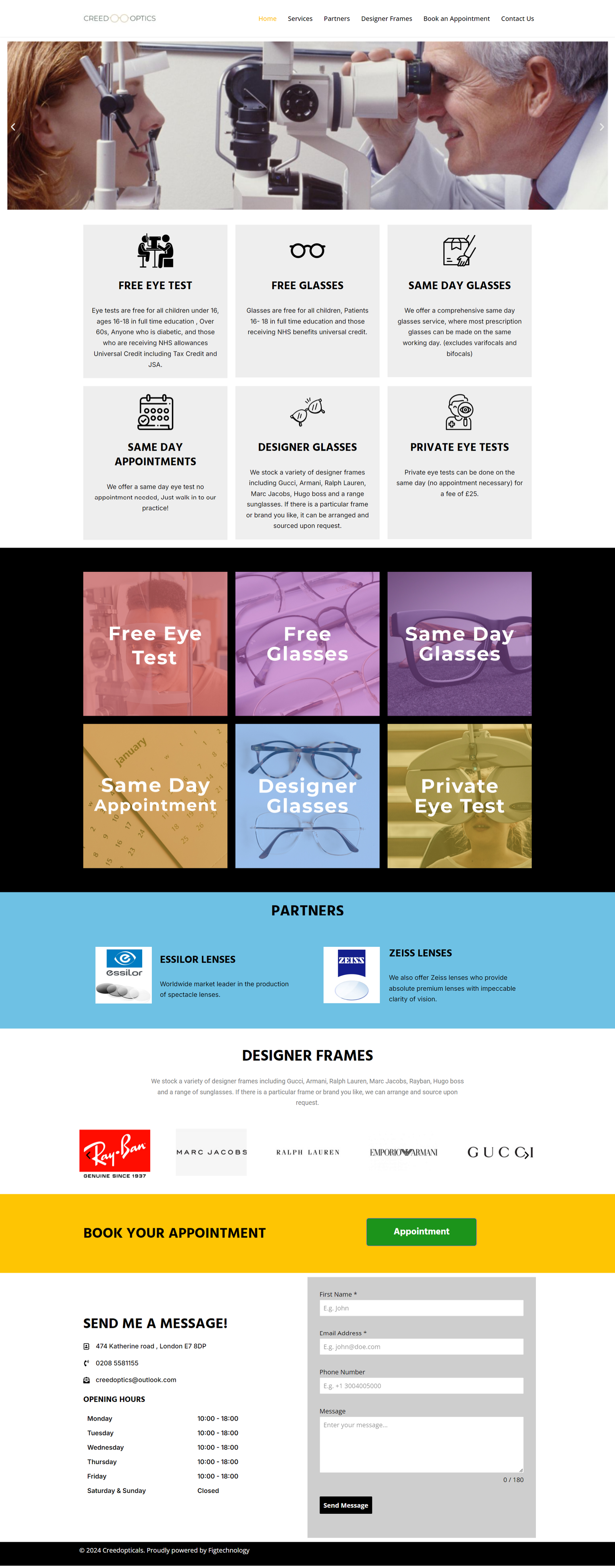 Creed Optics website before redesign by 9WEB