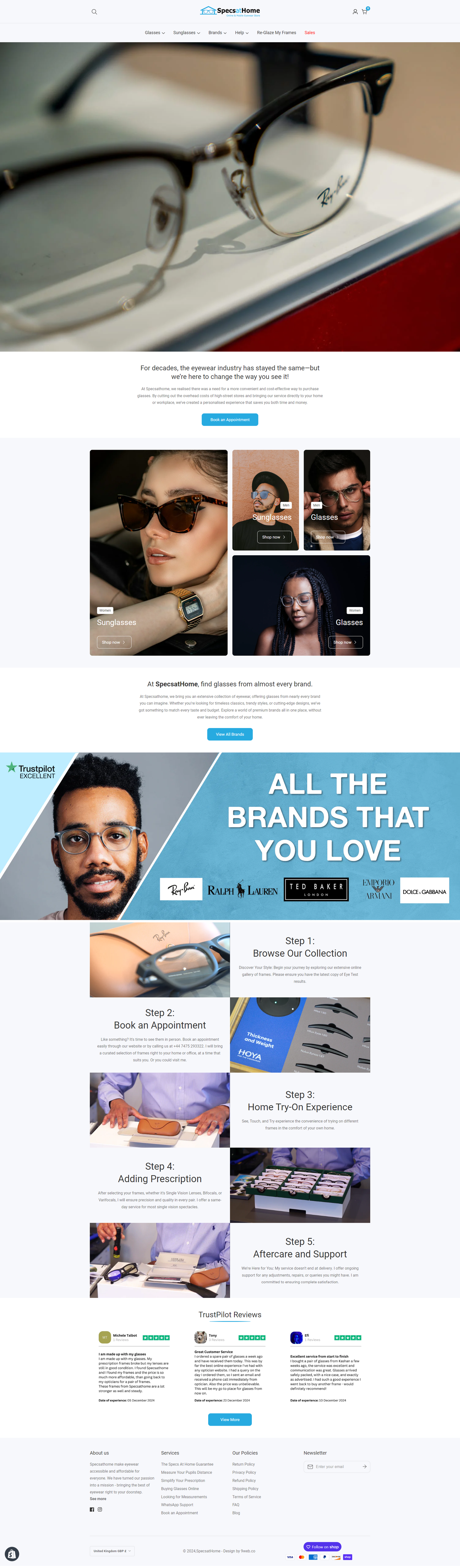 SpecsAtHome website after redesign by 9WEB
